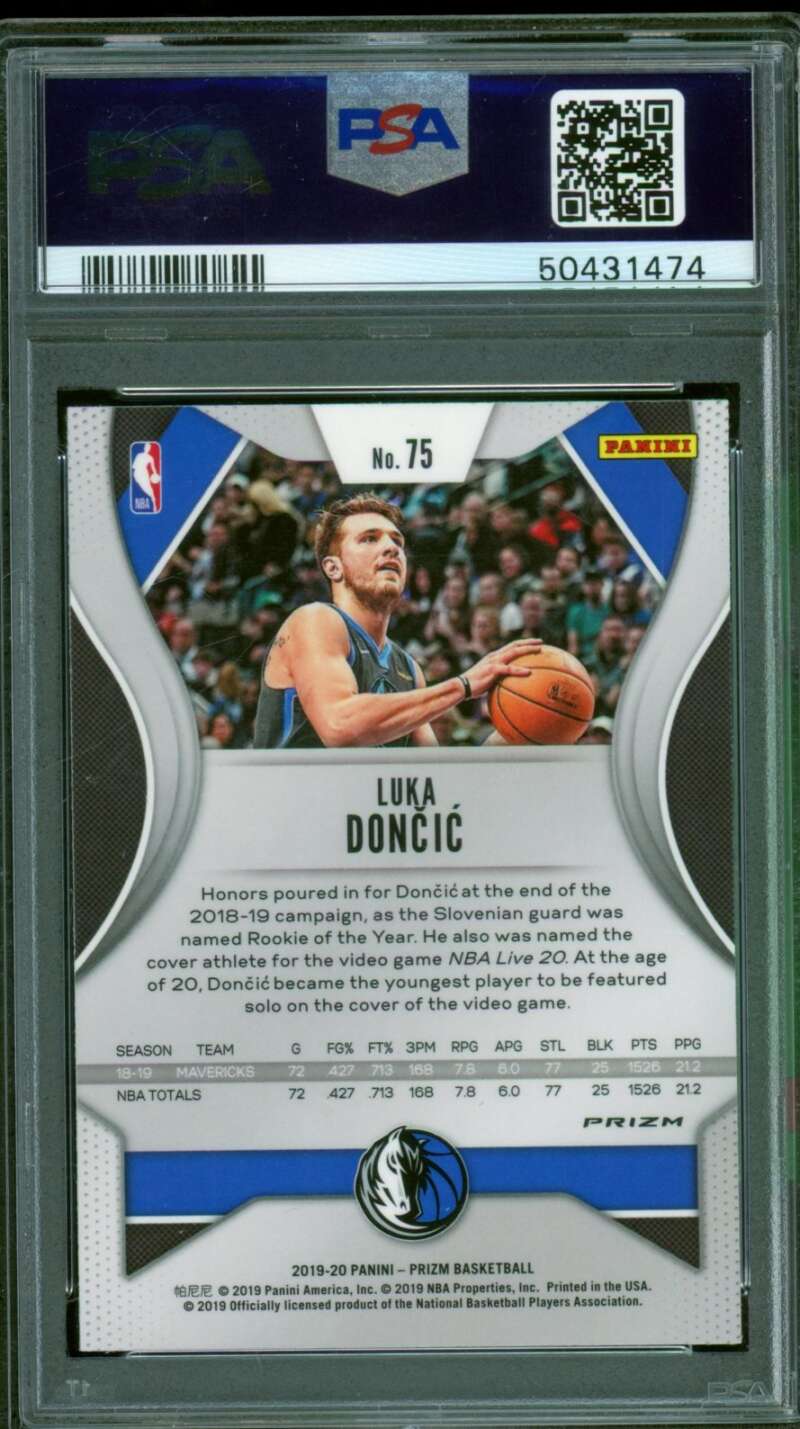 Luka Doncic Card 2019-20 Panini Prizm Red White Blue #75 PSA 10 Image 2