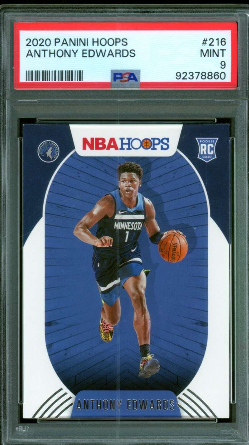 Anthony Edwards Rookie Card 2020-21 Panini Hoops #216 PSA 9 (case scratch) Image 1