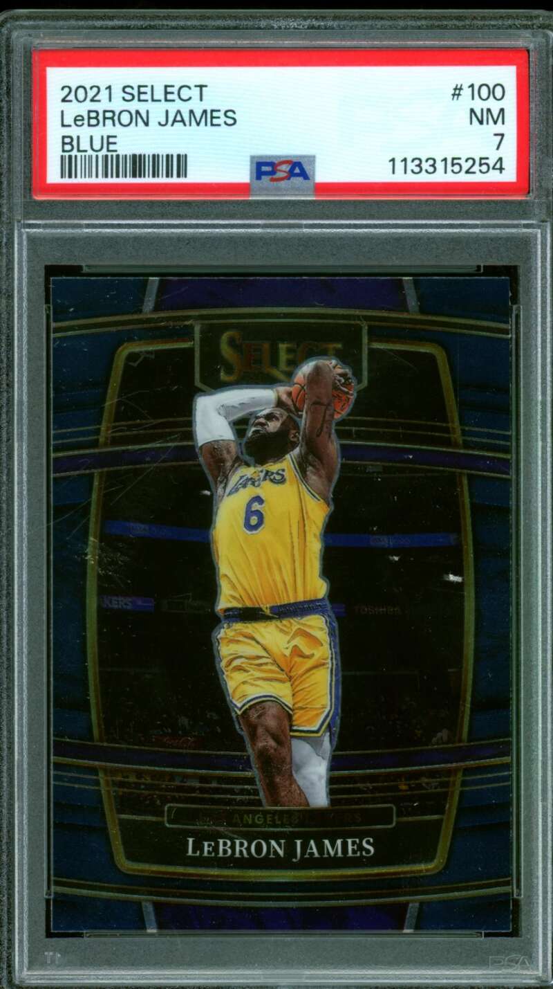 LeBron James Card 2021-22 Select Blue #100 PSA 7 Image 1
