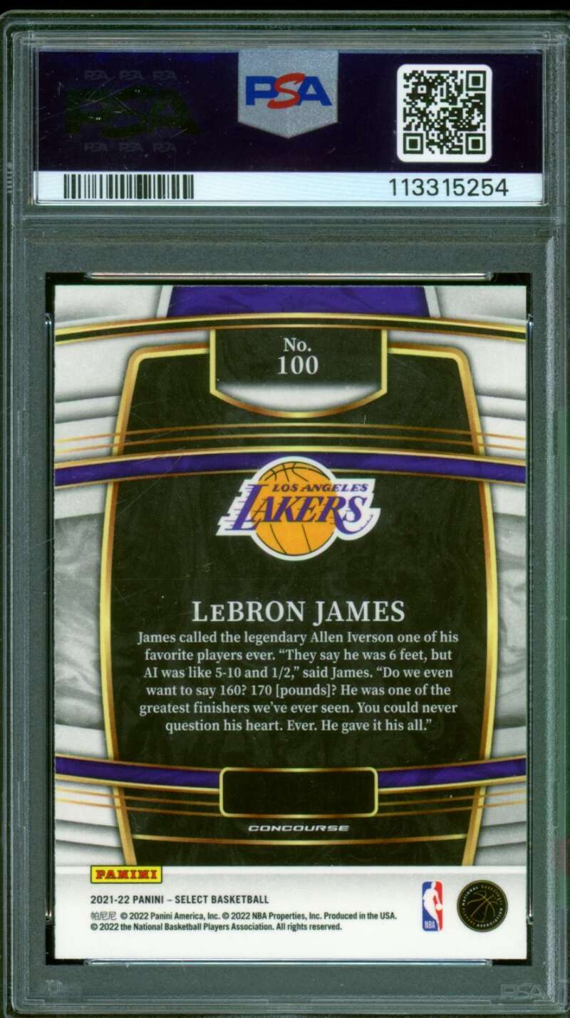 LeBron James Card 2021-22 Select Blue #100 PSA 7 Image 2