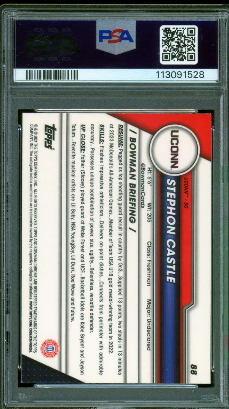 Stephon Castle Card 2023 Bowman U Chrome Pink Refractor #88 PSA 10 Image 2