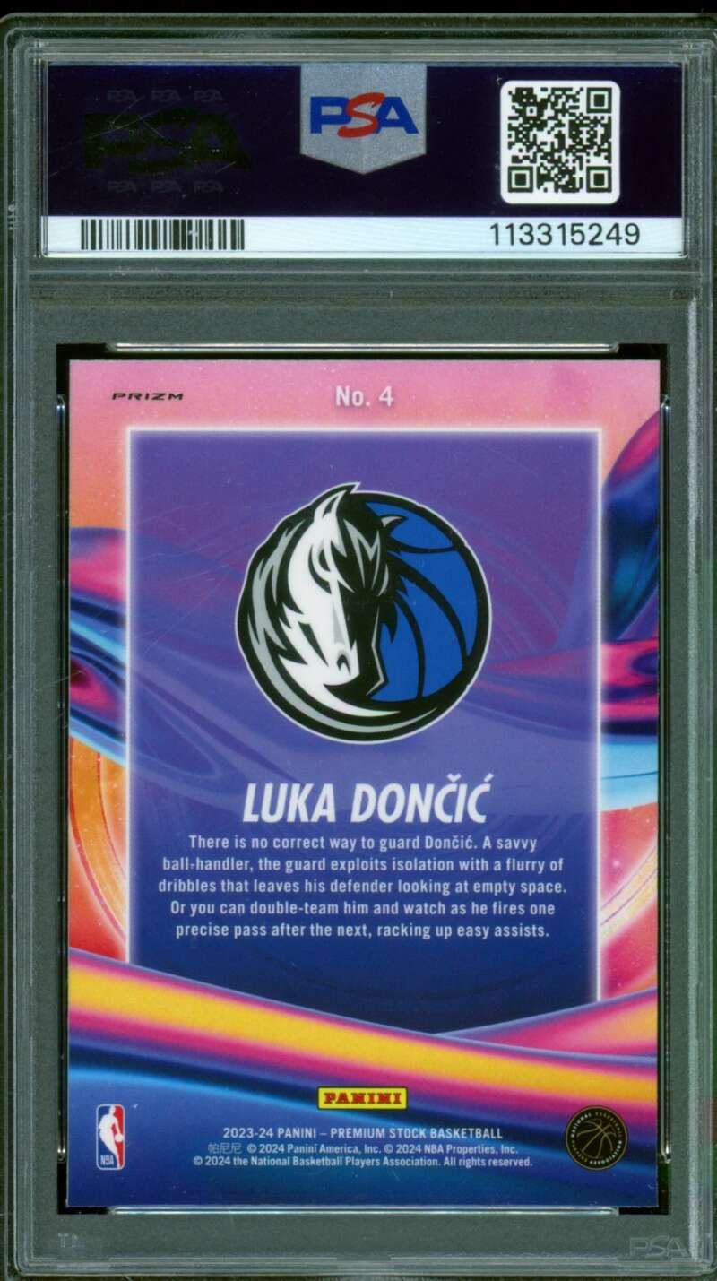 Luka Doncic Card 2023-24 Hoops Premium Stock Anti Gravity Silver Prizm #4 PSA 9 Image 2