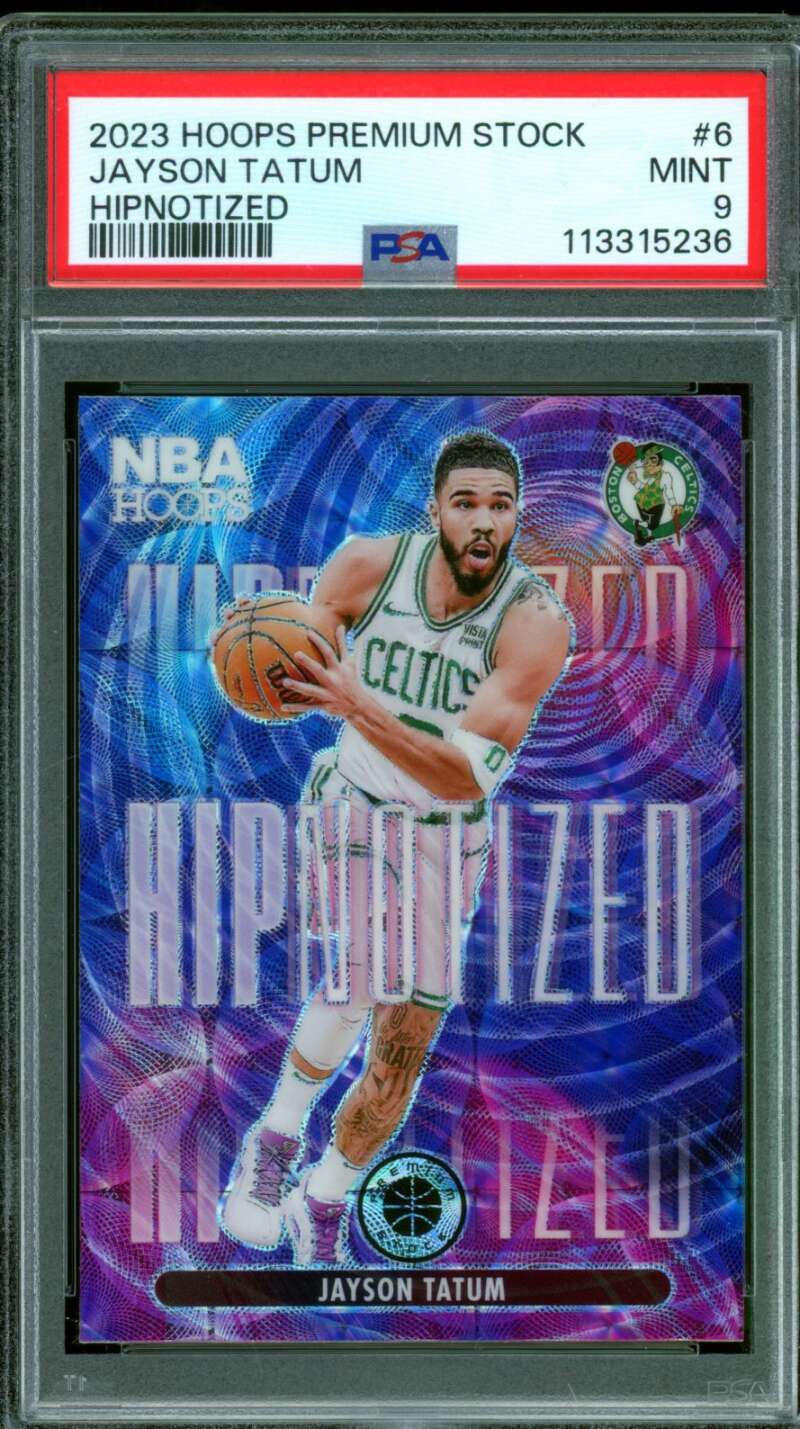 Jayson Tatum Card 2023-24 Hoops Premium Stock hipnotized #6 PSA 9 Image 1