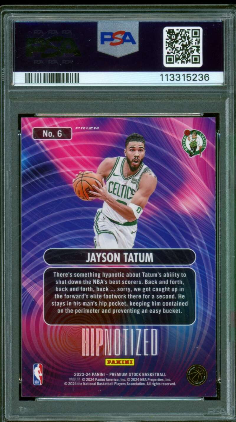 Jayson Tatum Card 2023-24 Hoops Premium Stock hipnotized #6 PSA 9 Image 2