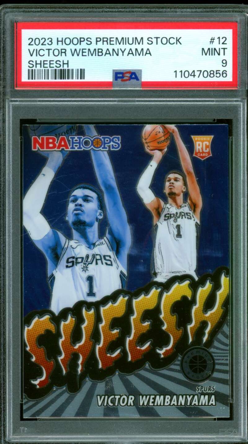 Victor Wembanyama Rookie Card 2023-24 Hoops Premium Stock Sheesh #12 PSA 9 Image 1