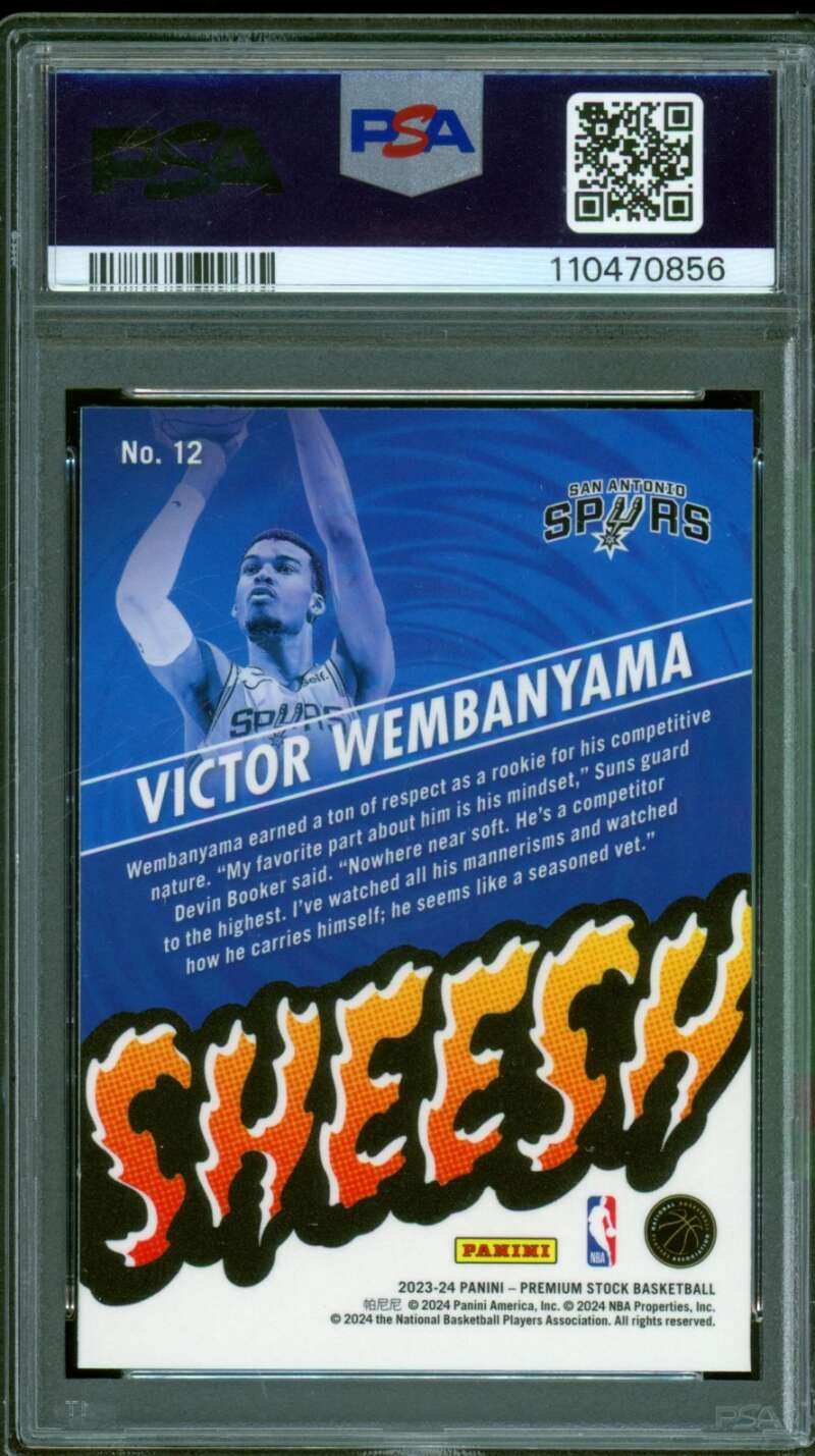 Victor Wembanyama Rookie Card 2023-24 Hoops Premium Stock Sheesh #12 PSA 9 Image 2