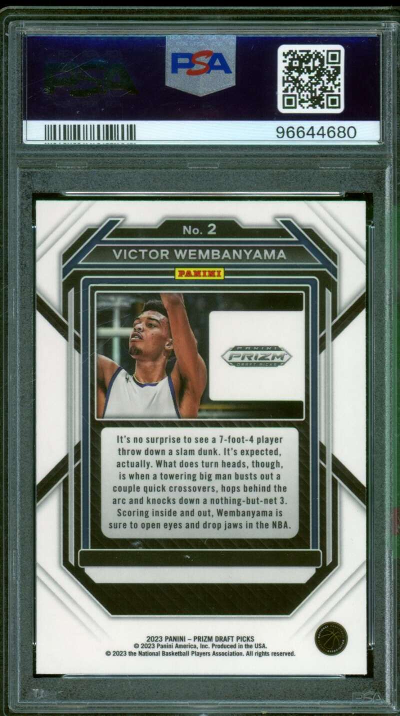 Victor Wembanyama Rookie Card 2023-24 Prizm Draft Picks #2 PSA 9 Image 2