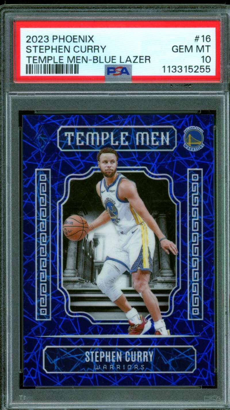 Stephen Curry Card 2023-24 Phoenix Temple Men Blue Lazer (pop 5) #16 PSA 10 Image 1