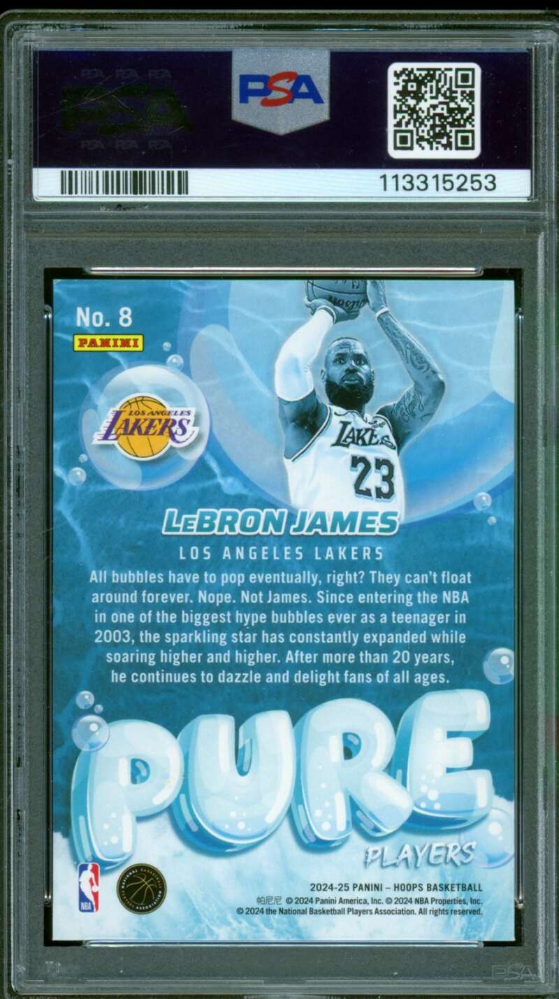 LeBron James Card 2024-25 Hoops Pure Players holo (pop 3) #8 PSA 9 Image 2
