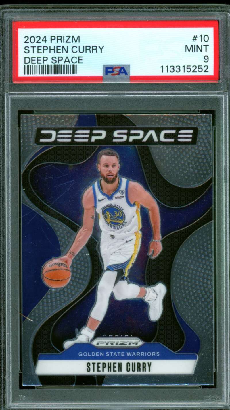 Stephen Curry Card 2024-25 Prizm Deep Space (pop 2) #10 PSA 9 Image 1