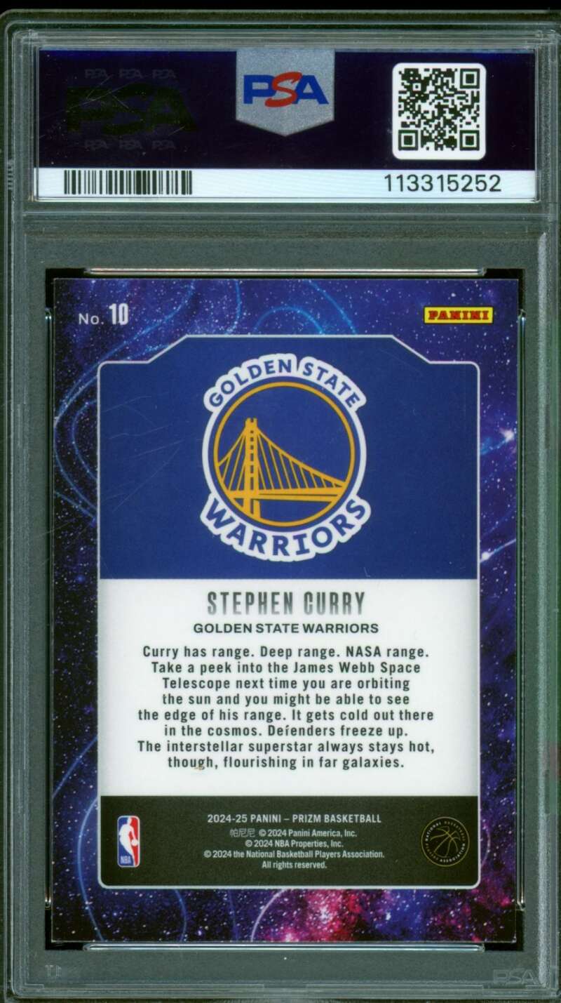 Stephen Curry Card 2024-25 Prizm Deep Space (pop 2) #10 PSA 9 Image 2