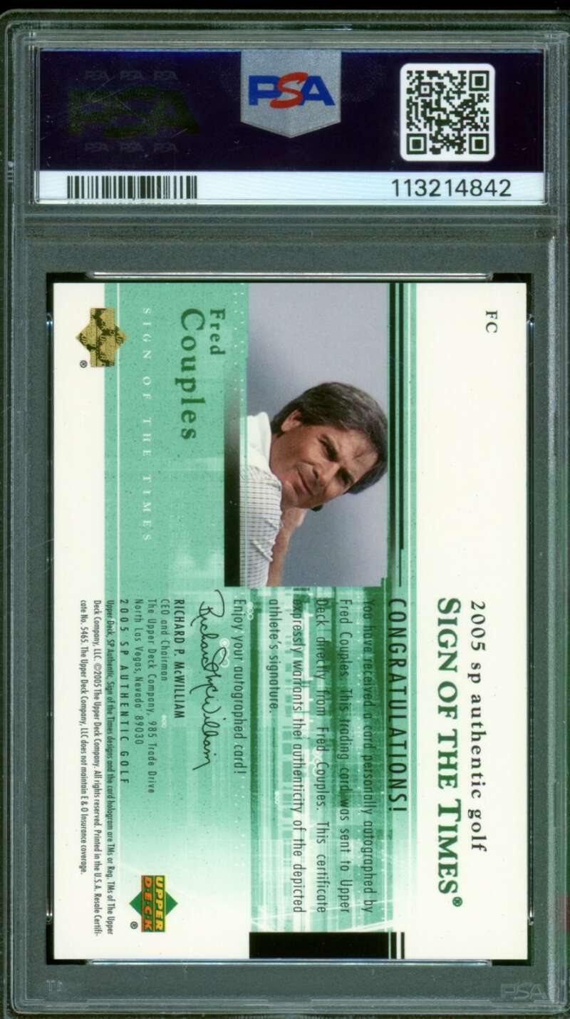 Fred Couples Card 2005 SP Authentic Sign Of Times (pop 3) #FC PSA 9 Image 2
