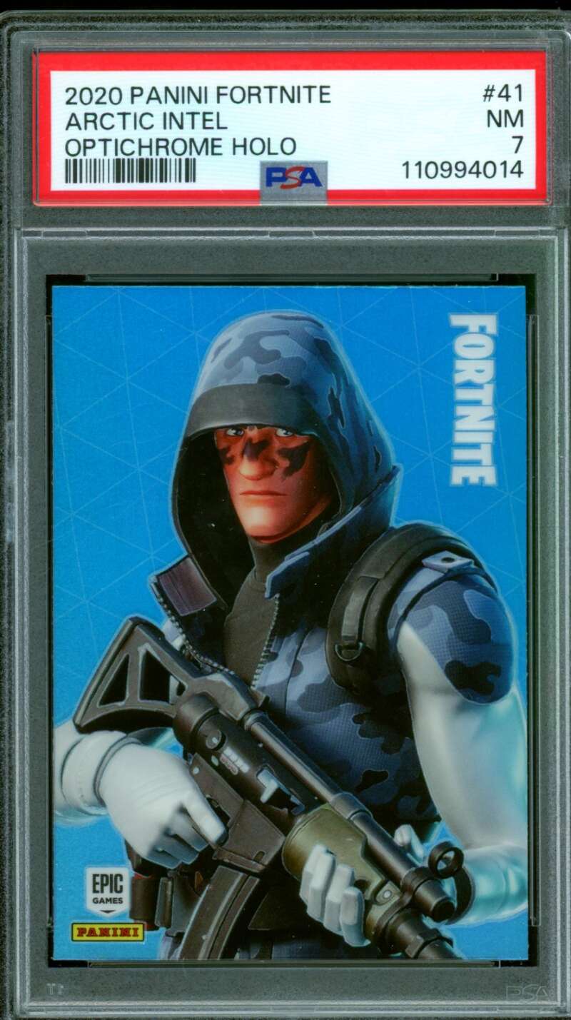 Arctic Intel Card 2020 Panini Fortnite USA Optichrome Holo #41 PSA 7 Image 1