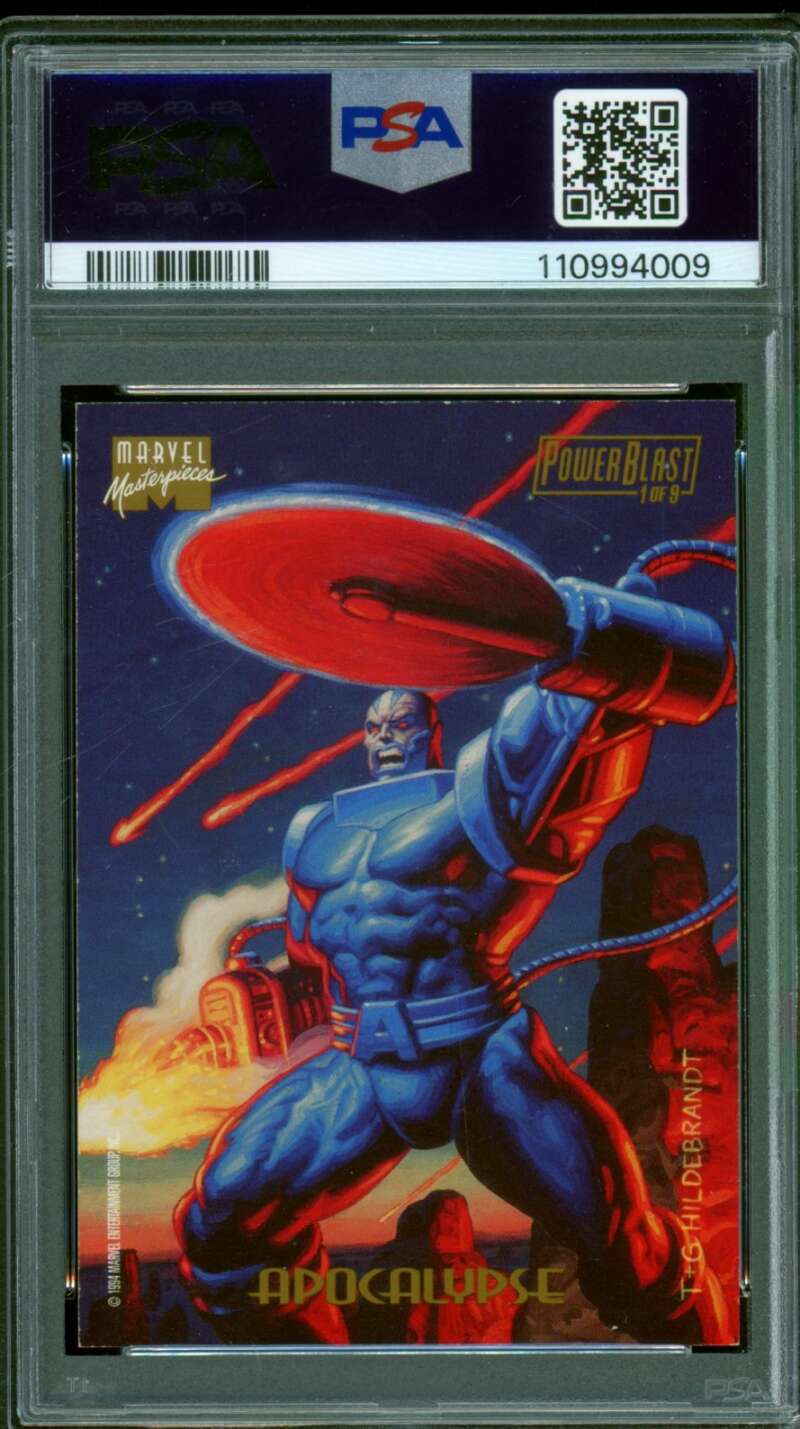 Apocalypse Card 1994 Marvel Masterpieces Powerblast #1 PSA 8 Image 2