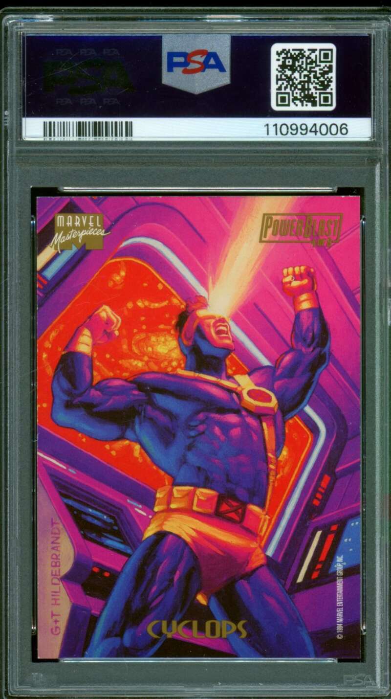 Cyclops Card 1994 Marvel Masterpieces Powerblast #4 PSA 8 Image 2