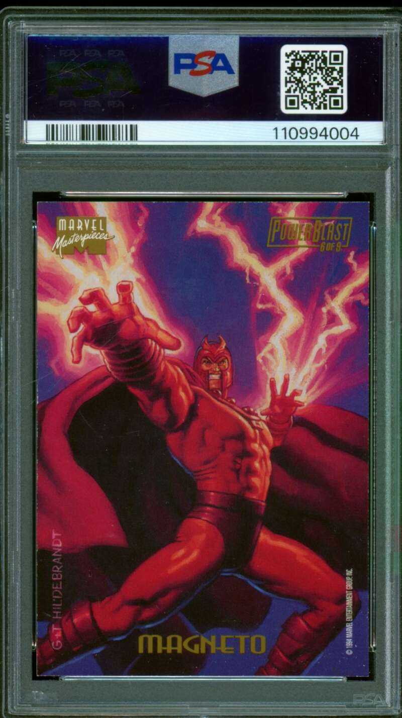 Magneto Card 1994 Marvel Masterpieces Powerblast #6 PSA 8 Image 2