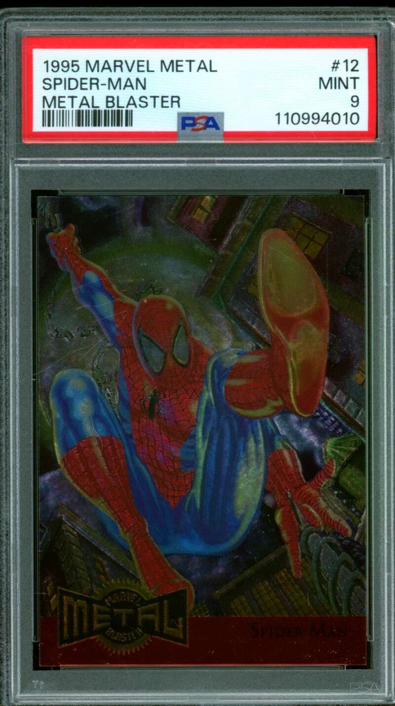 Spider-Man Card 1995 Marvel Metal Blaster #12 PSA 9 Image 1