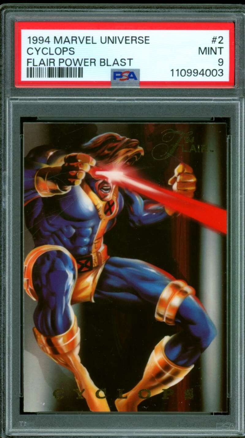 Cyclops Card 1994 Marvel Universe Flair Power Blast #2 PSA 9 Image 1