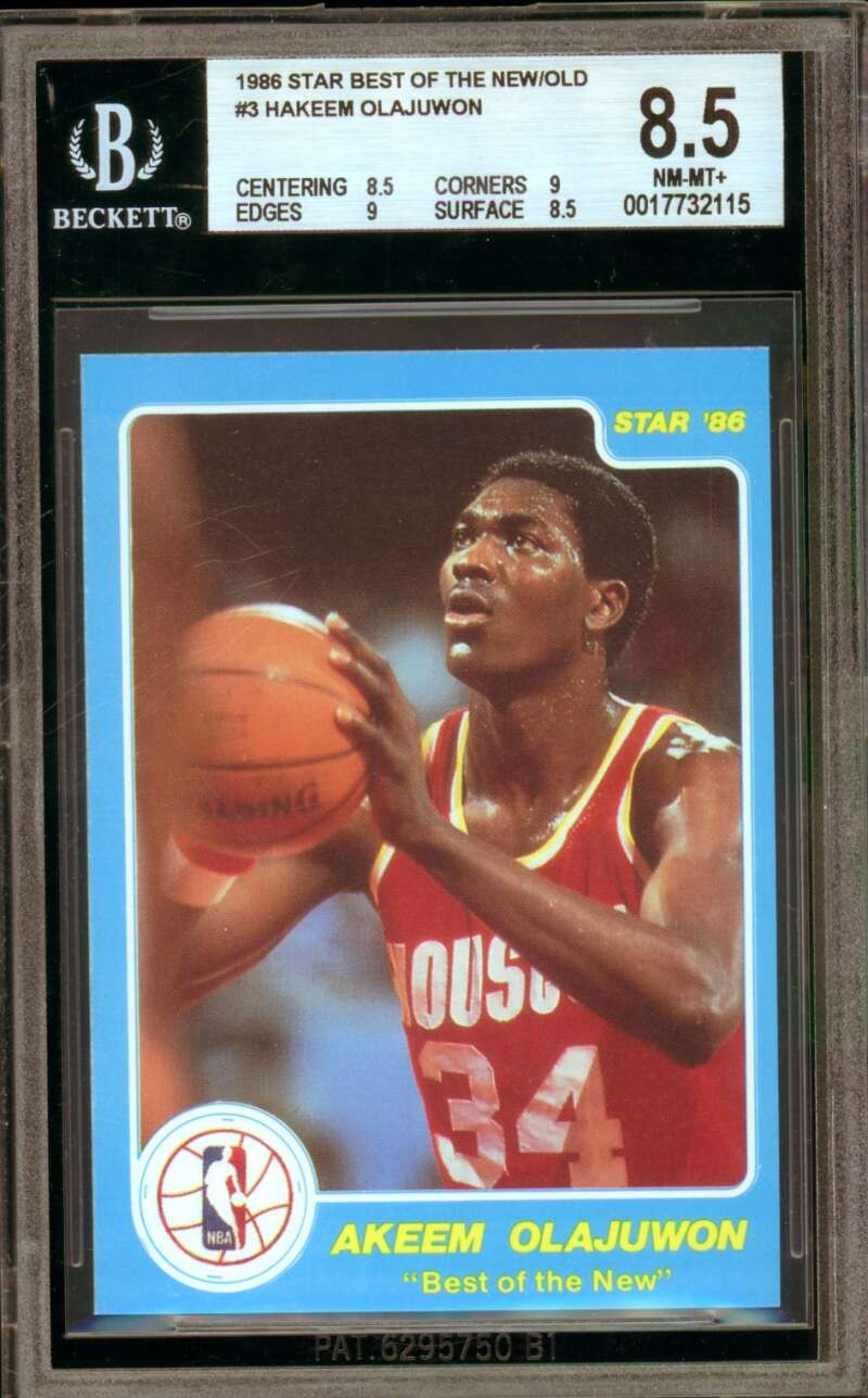 Akeem Olajuwon Card 1986 Star Best Of The New/Old #3 BGS 8.5 Image 1