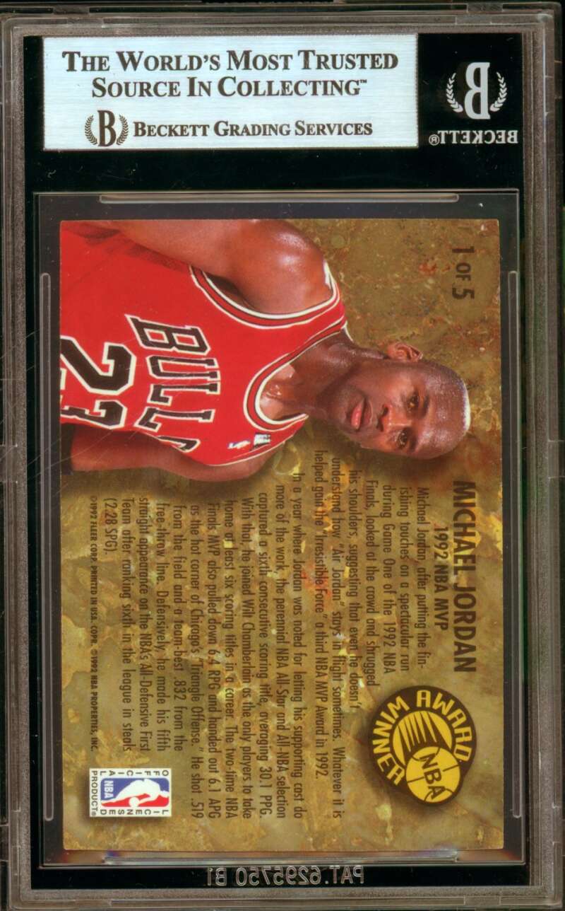 Michael Jordan Card 1992-93 Ultra Award Winners #1 BGS 9 Image 2