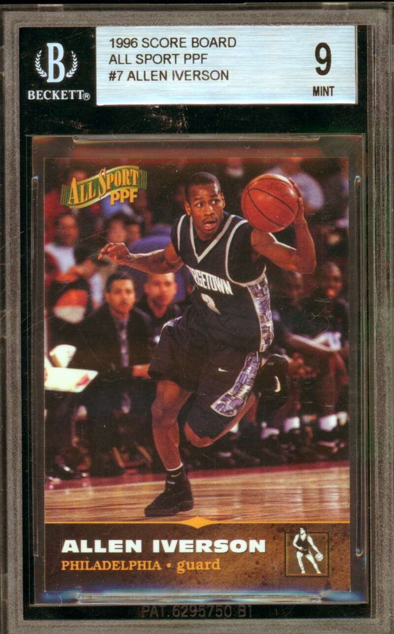 Allen Iverson Rookie Card 1996 Score Board All Sport PPF #7 BGS 9 Image 1