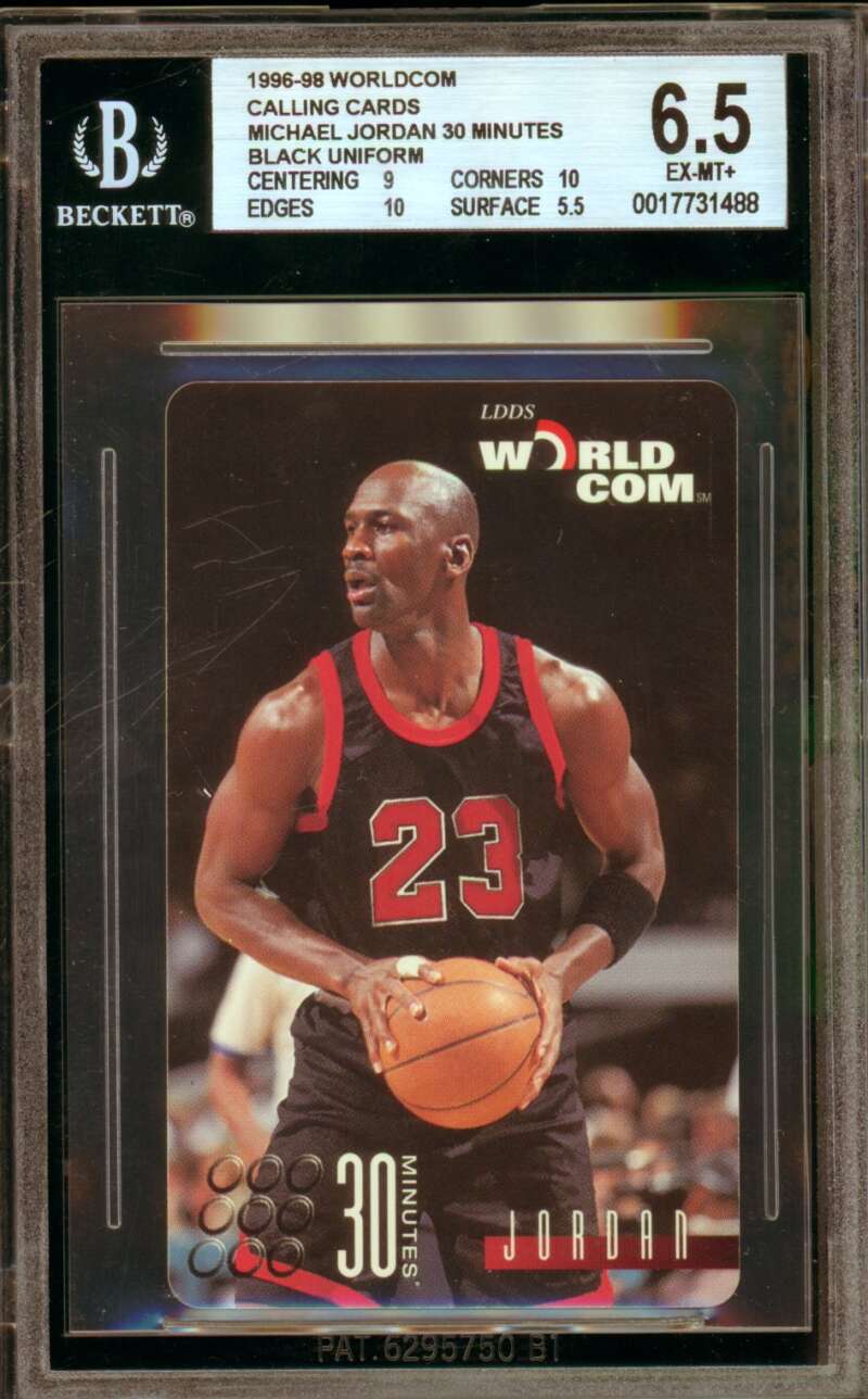 Michael Jordan Card 1996-98 Worldcom Calling Cards Black Uniform #30 BGS 6.5 Image 1