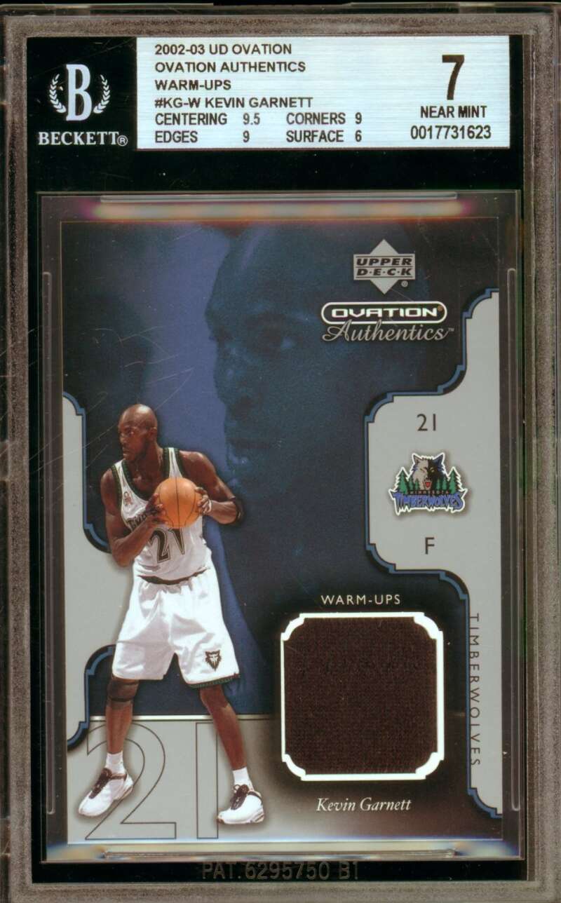 Kevin Garnett Card 2002-03 UD Ovation Authentics Warm-Ups #WKG-W BGS 7 Image 1
