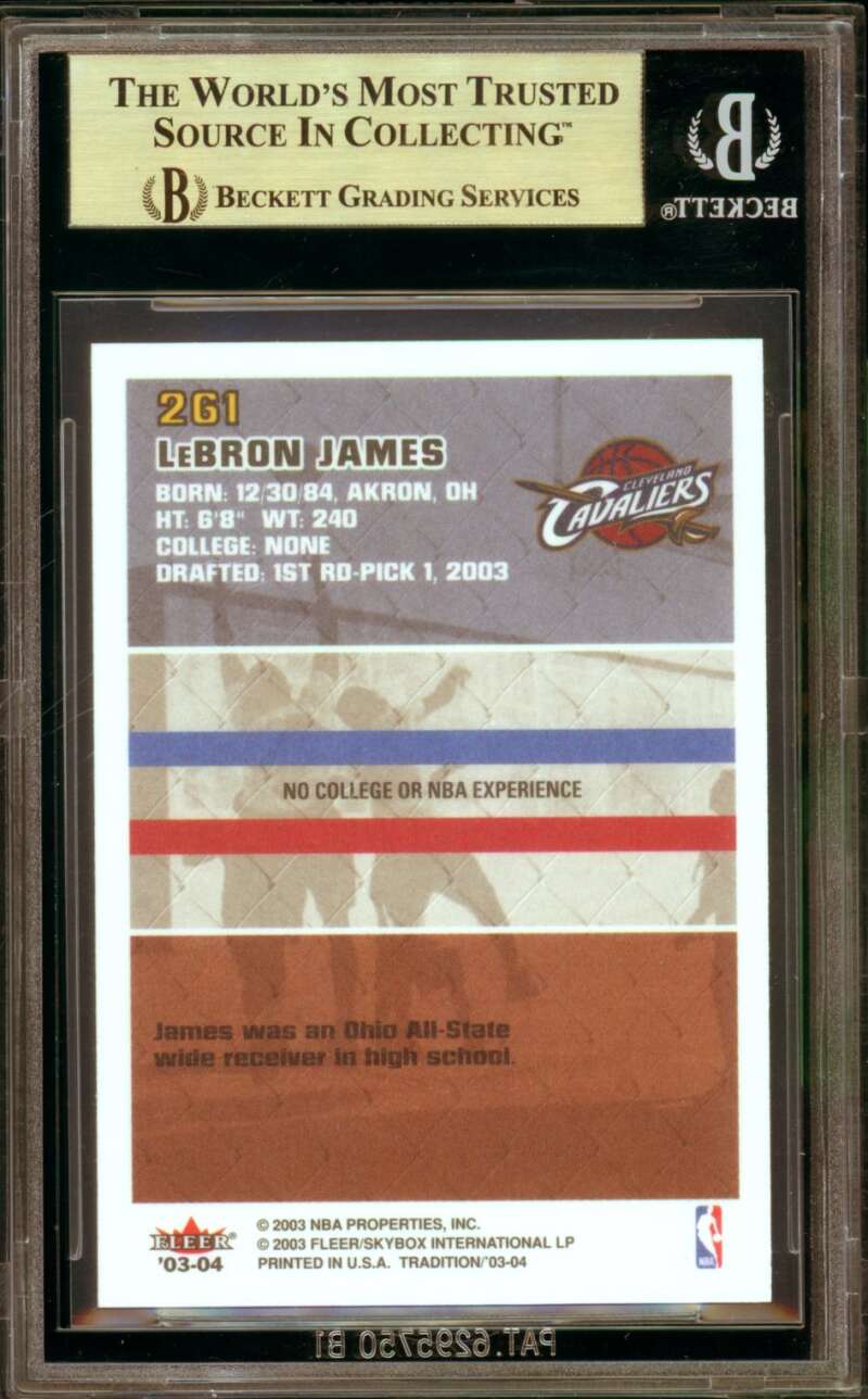 LeBron James Rookie Card 2003-04 Fleer Tradition #261 BGS 9.5 Image 2