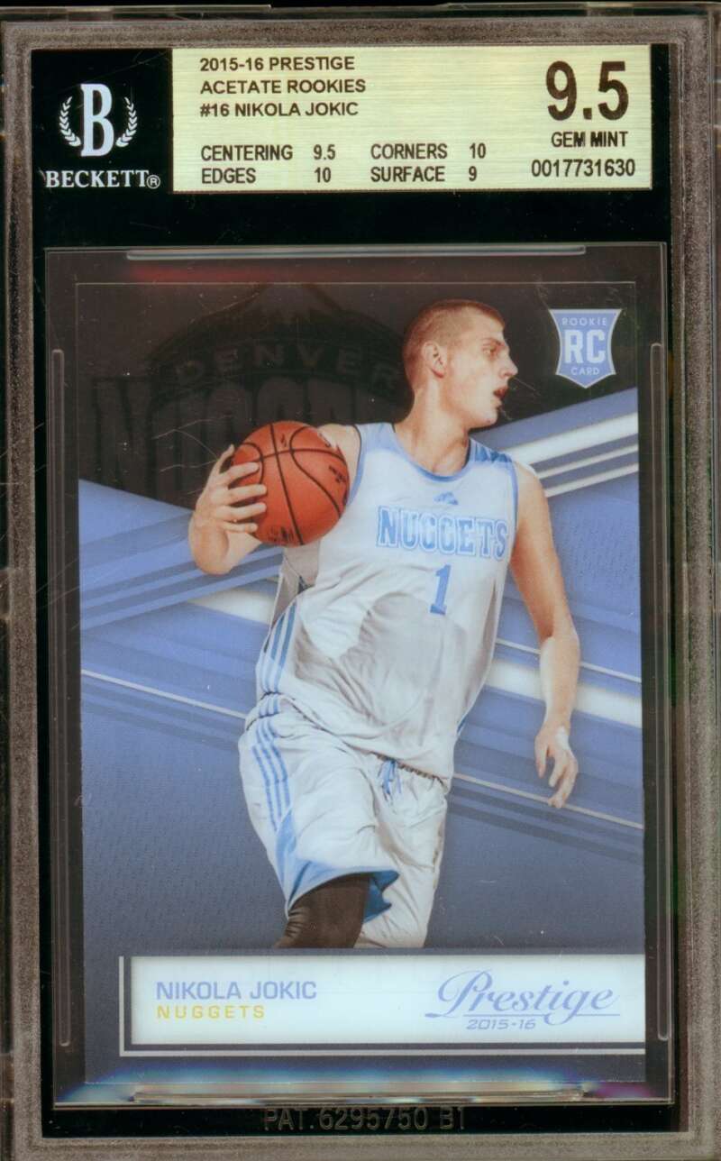 Nikola Jokic Rookie 2015-16 Panini Prestige Acetate Rookies (pop 4) #16 BGS 9.5 Image 1