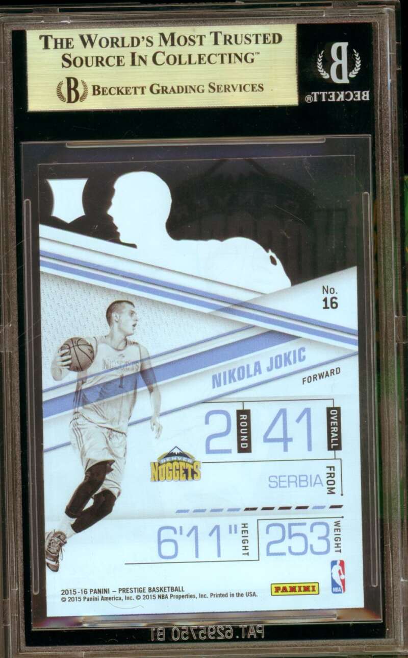 Nikola Jokic Rookie 2015-16 Panini Prestige Acetate Rookies (pop 4) #16 BGS 9.5 Image 2