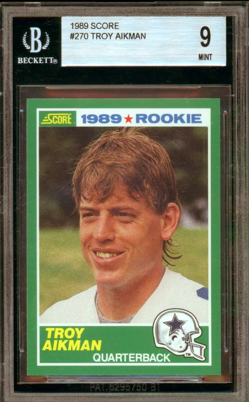 Troy Aikman Rookie Card 1989 Score #270 BGS 9 Image 1