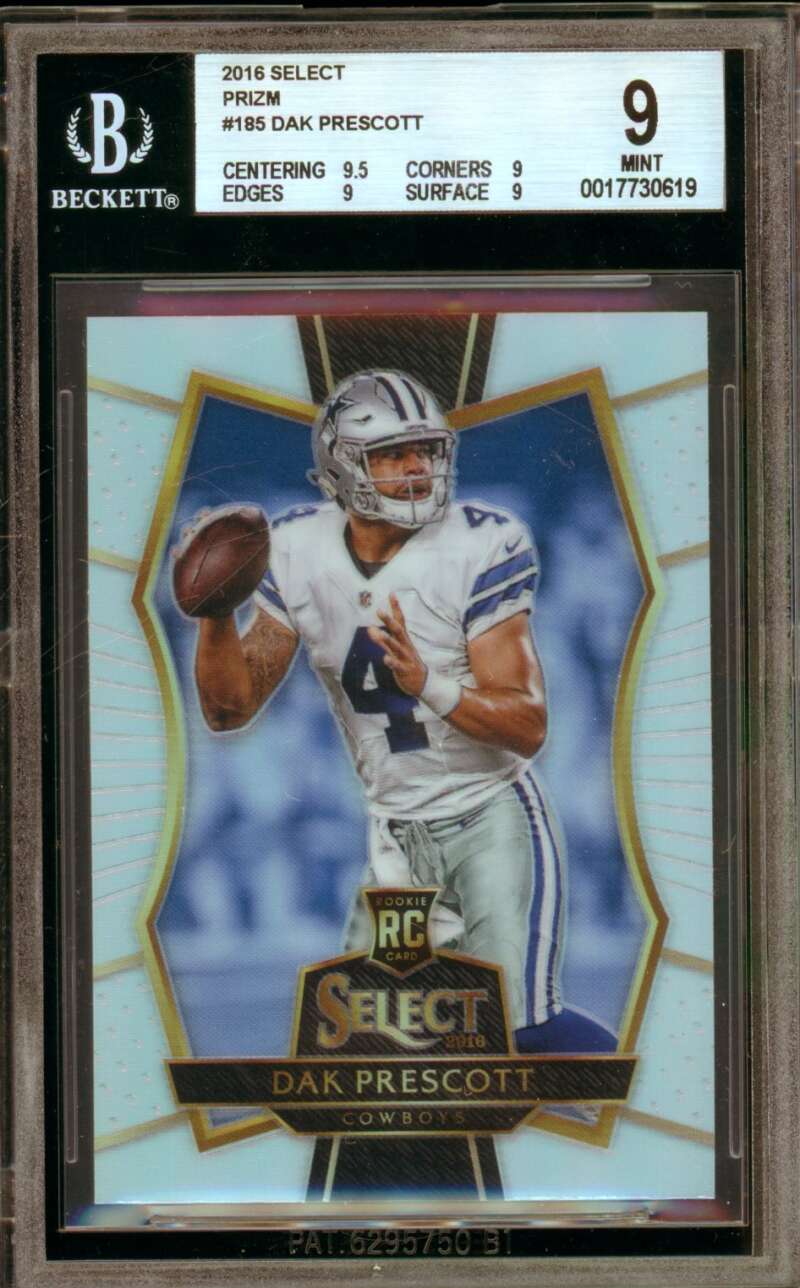 Dak Prescott Rookie Card 2016 Select Prizm #185 BGS 9 Image 1