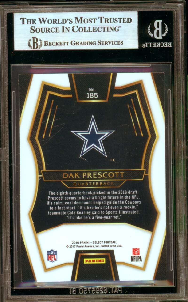 Dak Prescott Rookie Card 2016 Select Prizm #185 BGS 9 Image 2