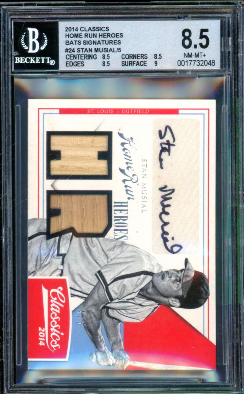 Stan Musial 2014 Classics Home Run Heroes Bats Signatures (4/5) #24 BGS 8.5 Image 1