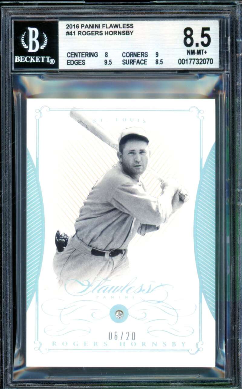 Rogers Hornsby Card 2016 Panini Flawless #41 (6/20) (pop 1) BGS 8.5 Image 1