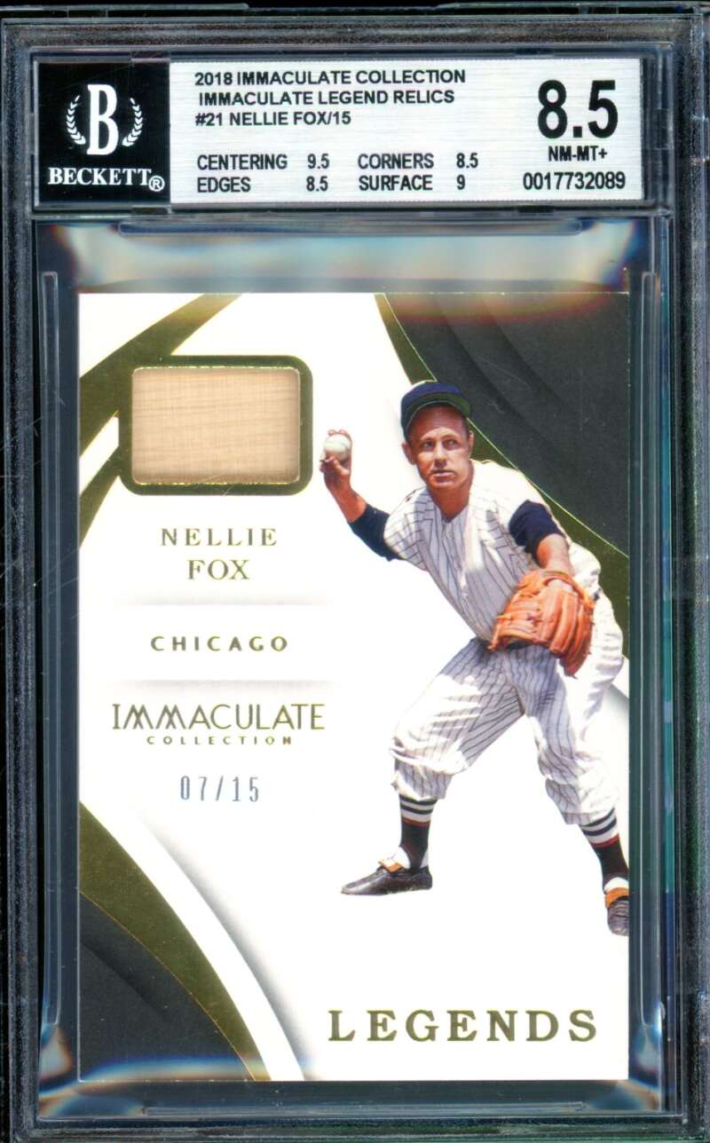Nellie Fox 2018 Immaculate Collection Immaculate Legend Relic (7/15) #21 BGS 8.5 Image 1