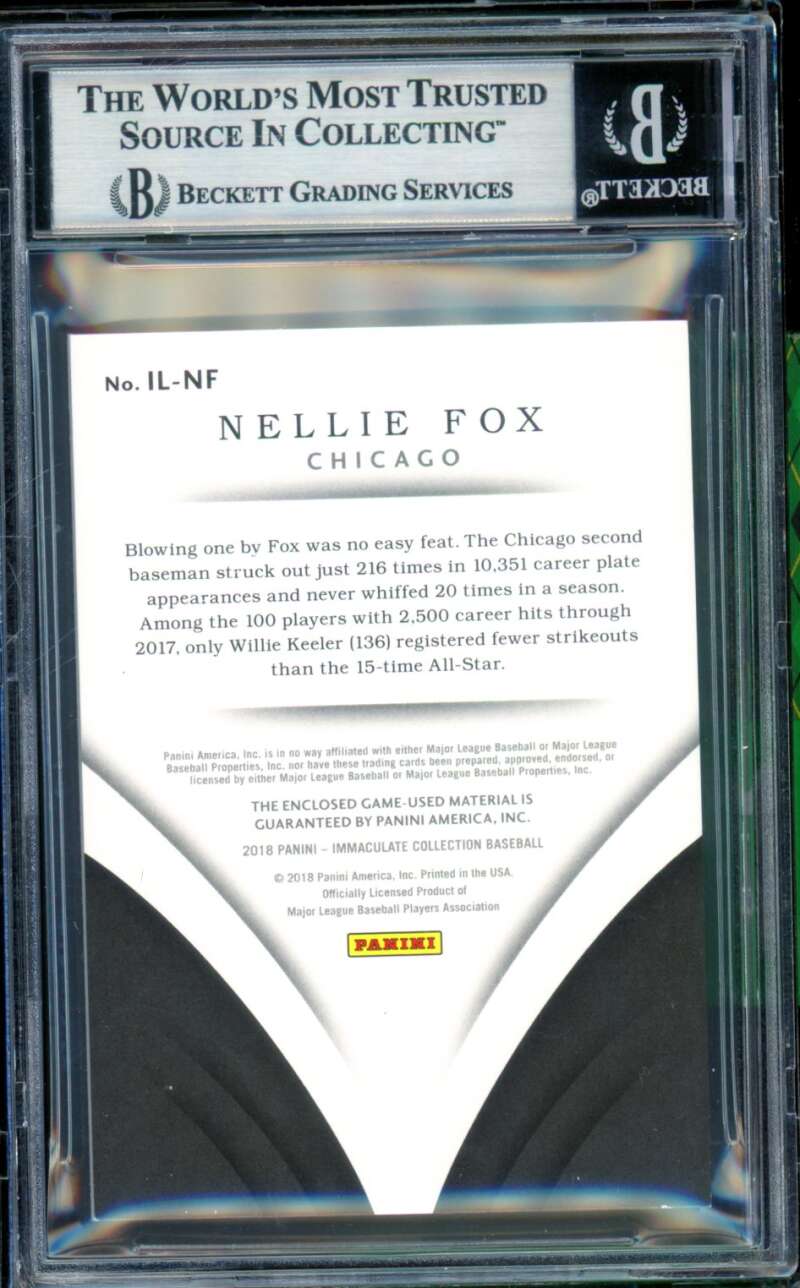 Nellie Fox 2018 Immaculate Collection Immaculate Legend Relic (7/15) #21 BGS 8.5 Image 2