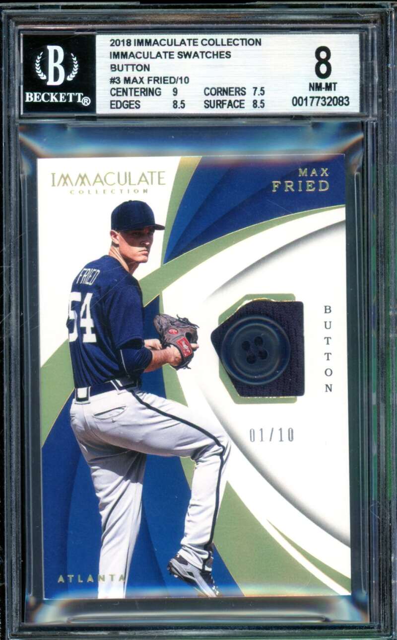 Max Fried RC 2018 Immaculate Collection Immaculate Swatches (1/10) #3 BGS 8 Image 1