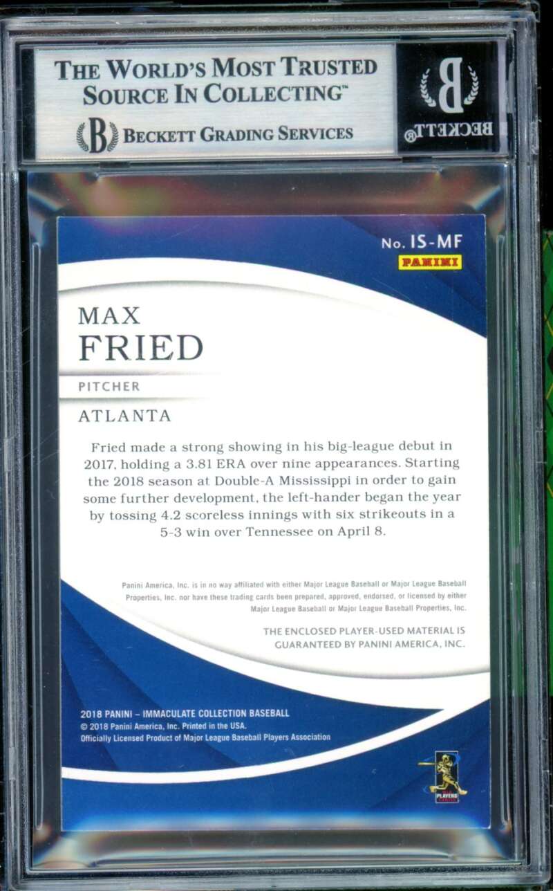 Max Fried RC 2018 Immaculate Collection Immaculate Swatches (1/10) #3 BGS 8 Image 2