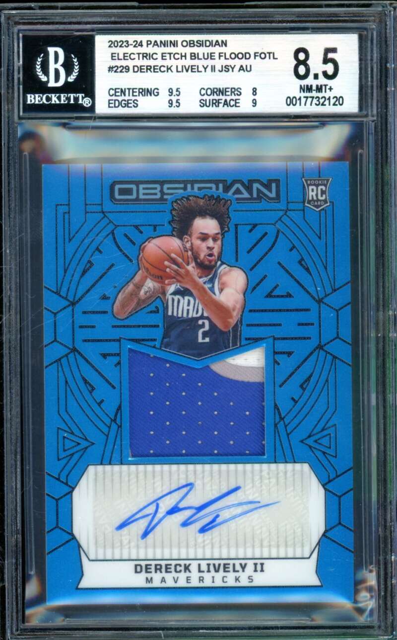 Dereck Lively RC 2023-24 Panini Obsidian Electric Etch Blue Flood #229 BGS 8.5 Image 1