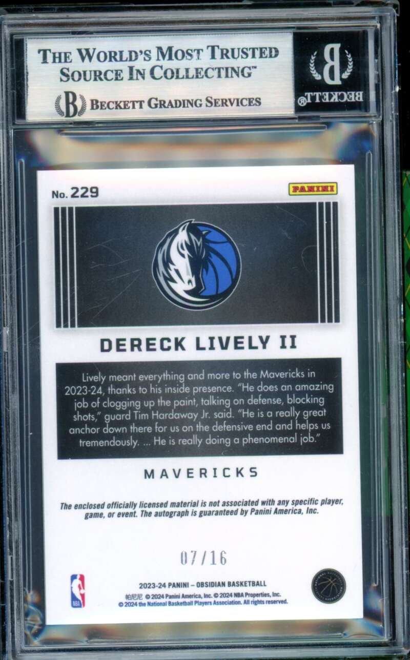 Dereck Lively RC 2023-24 Panini Obsidian Electric Etch Blue Flood #229 BGS 8.5 Image 2