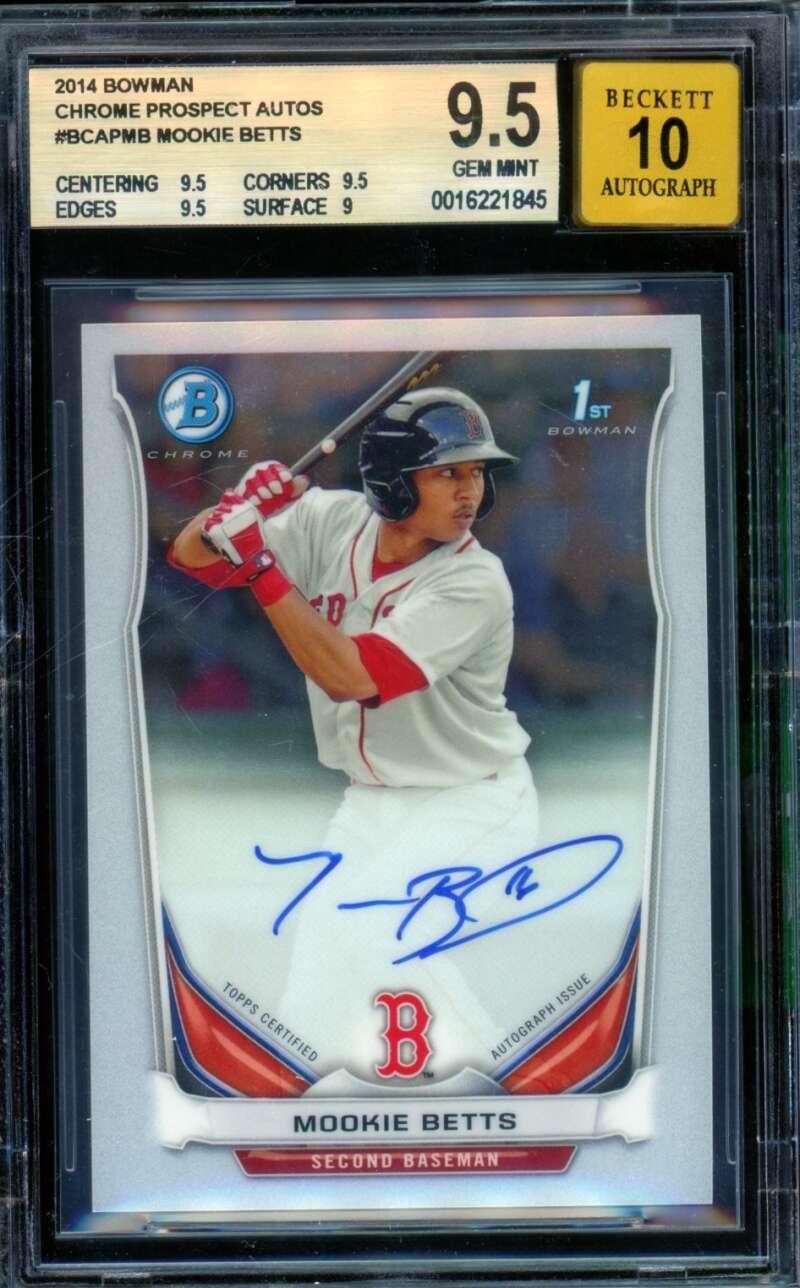 Mookie Betts Rookie Card 2014 Bowman Chrome Prospects #BCAPMB BGS 9.5 Image 1