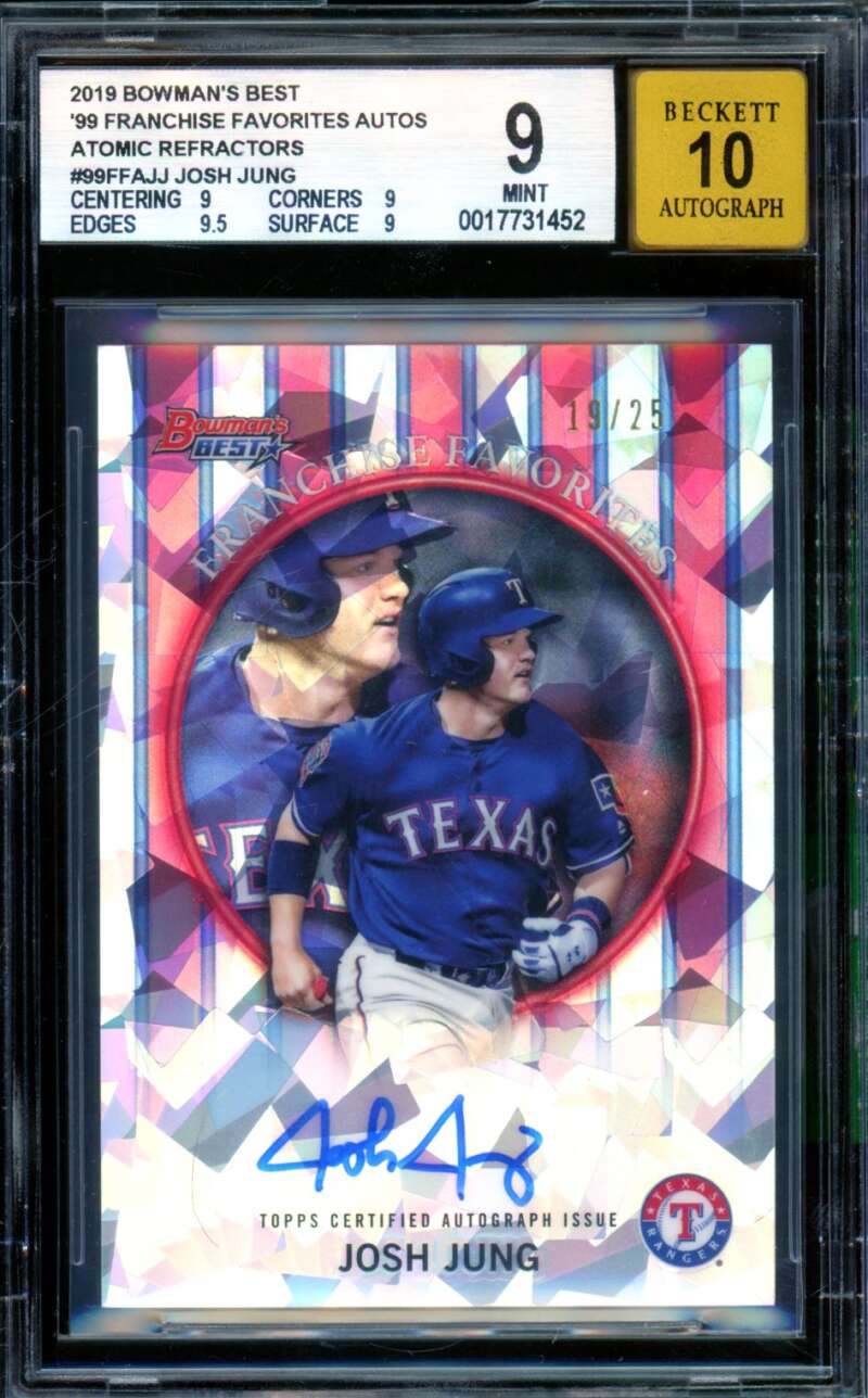 Josh Jung Rookie 2019 Bowmans Best Franchise Favorites Auto Atomic Ref #99 BGS 9 Image 1