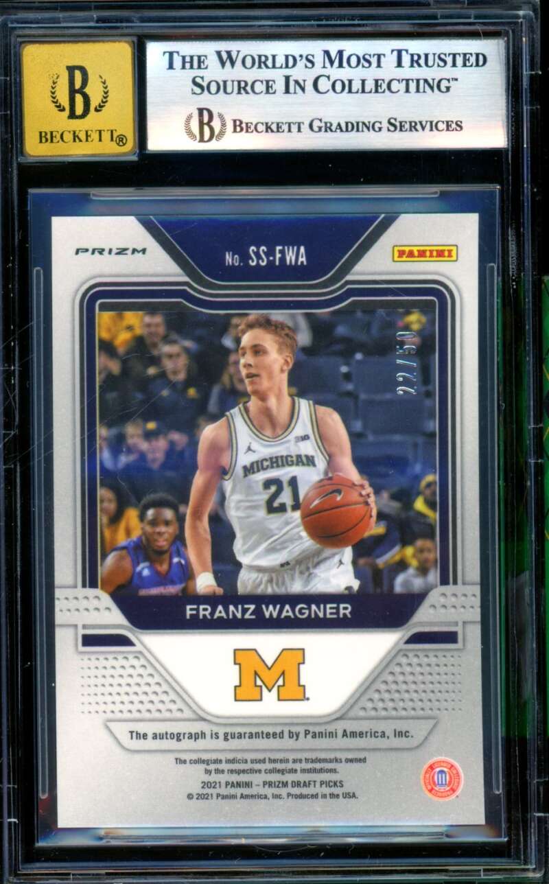 Franz Wagner 2021-22 Prizm College Penmanship Prizms Purple Circles #9 BGS 9 Image 2