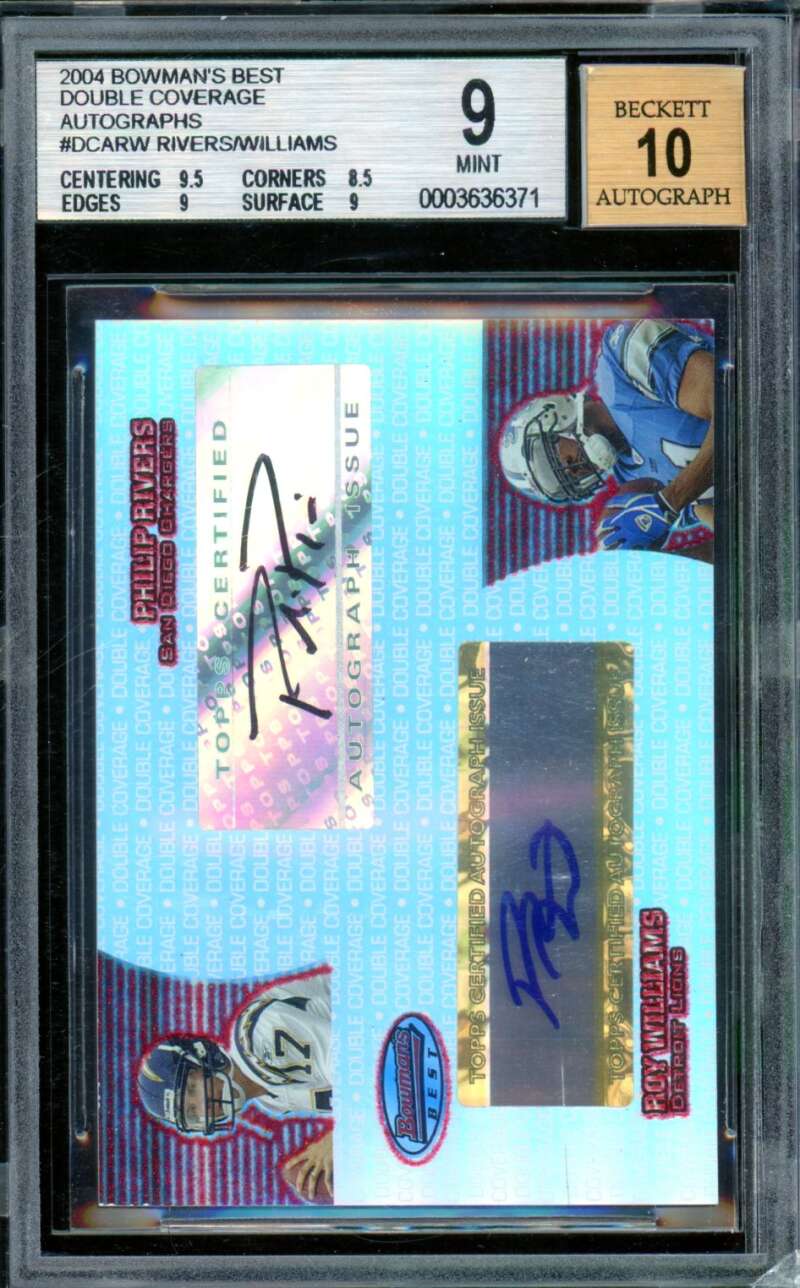 Roy Williams / Philip Rivers Rookie 2004 Bowman's Best Autographs #dcarw BGS 9 Image 1