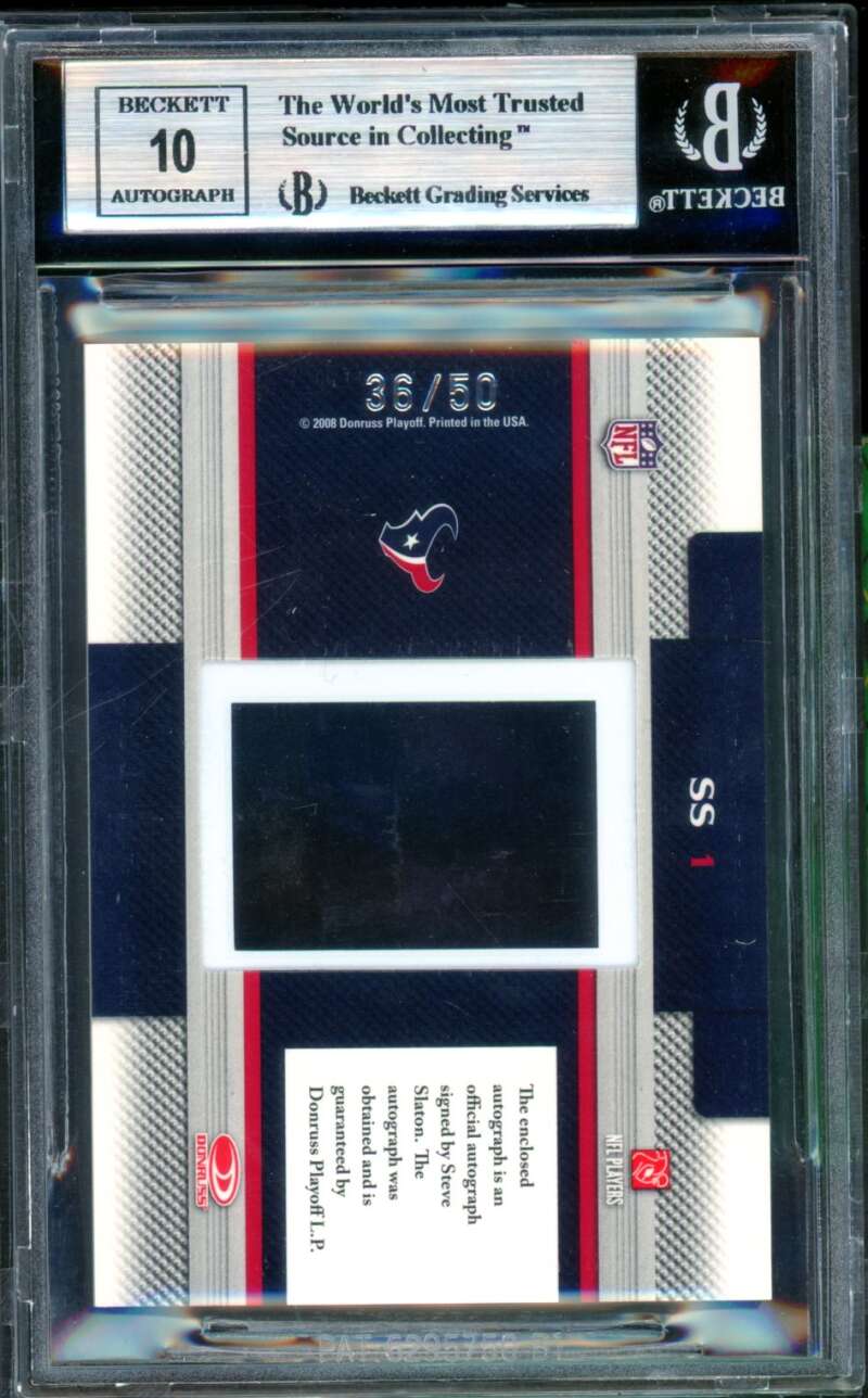 Steve Slaton Rookie Card 2008 Leaf Limited Slideshow Autographs (pop 2) #1 BGS 9 Image 2