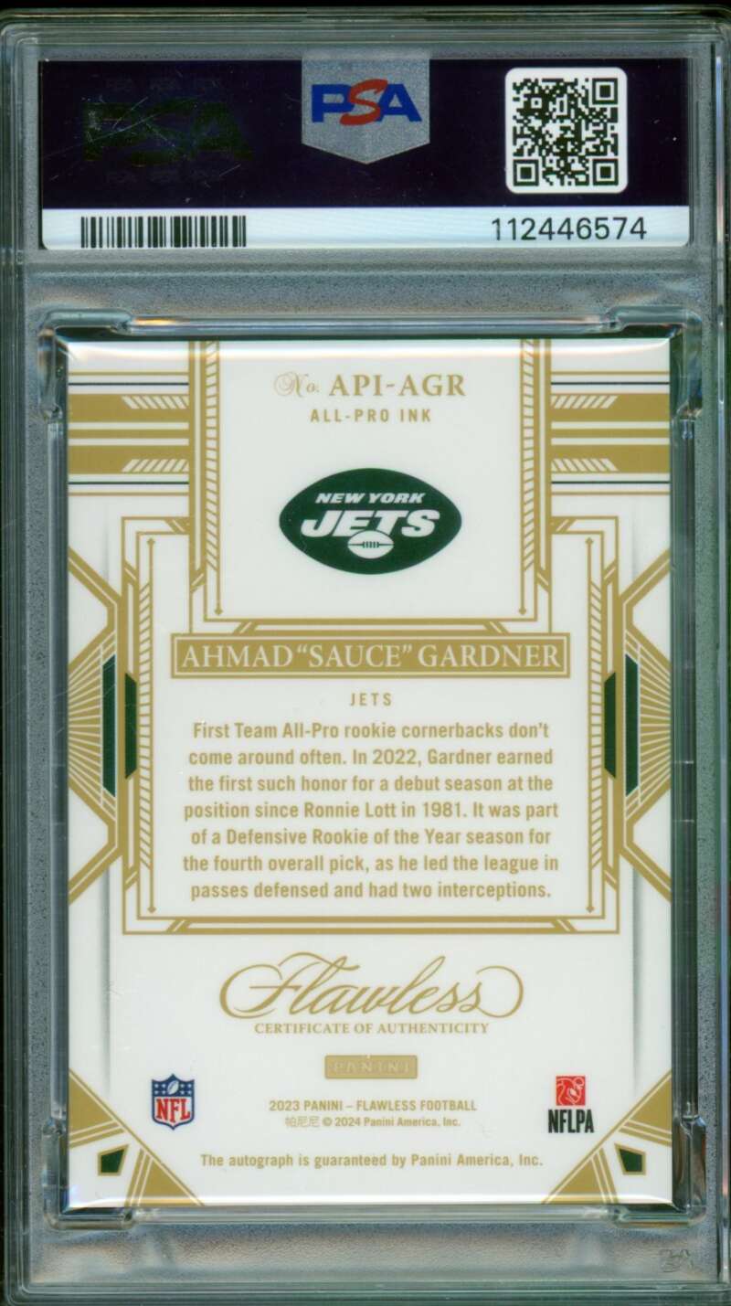 Sauce Gardner Card 2023 Flawless All Pro Ink (6/25) #Apiagr PSA 10 Image 2