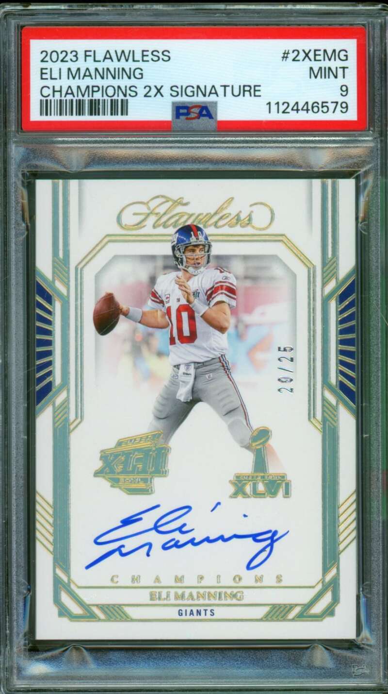 Eli Manning Card 2023 Flawless Champions 2x Signature (20/25) #2xemg PSA 9 Image 1