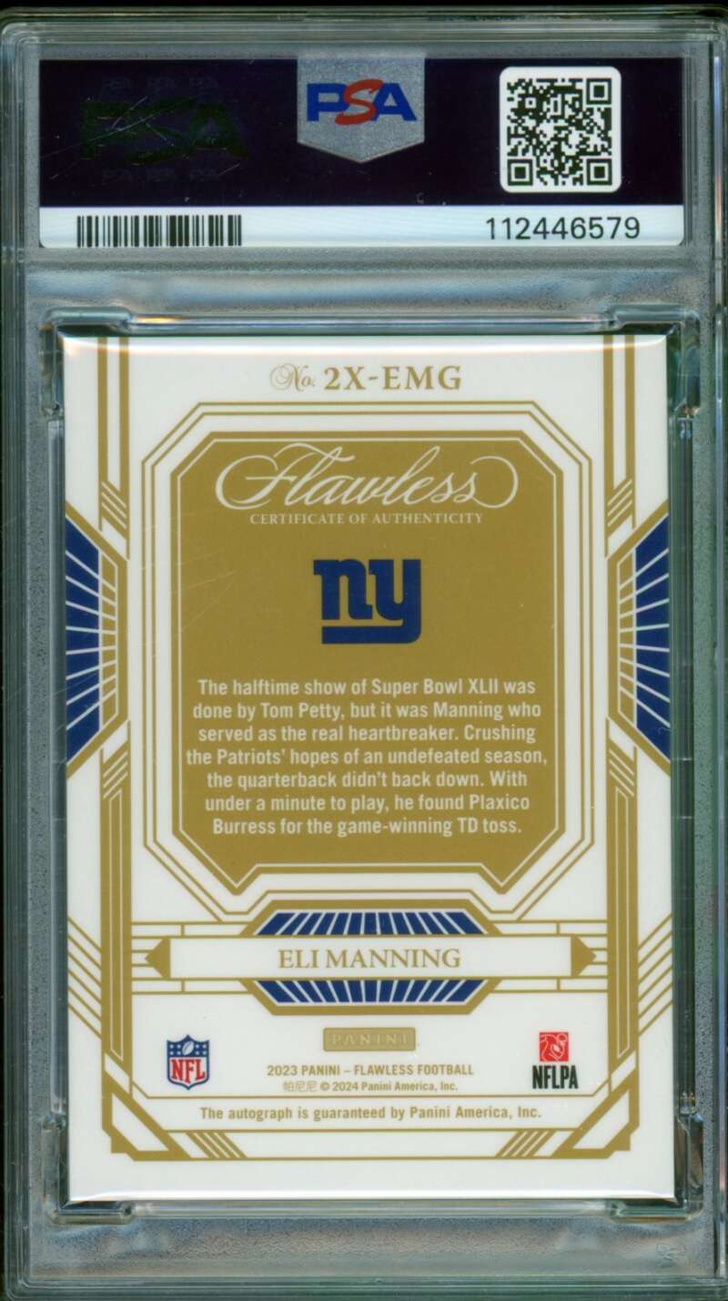 Eli Manning Card 2023 Flawless Champions 2x Signature (20/25) #2xemg PSA 9 Image 2