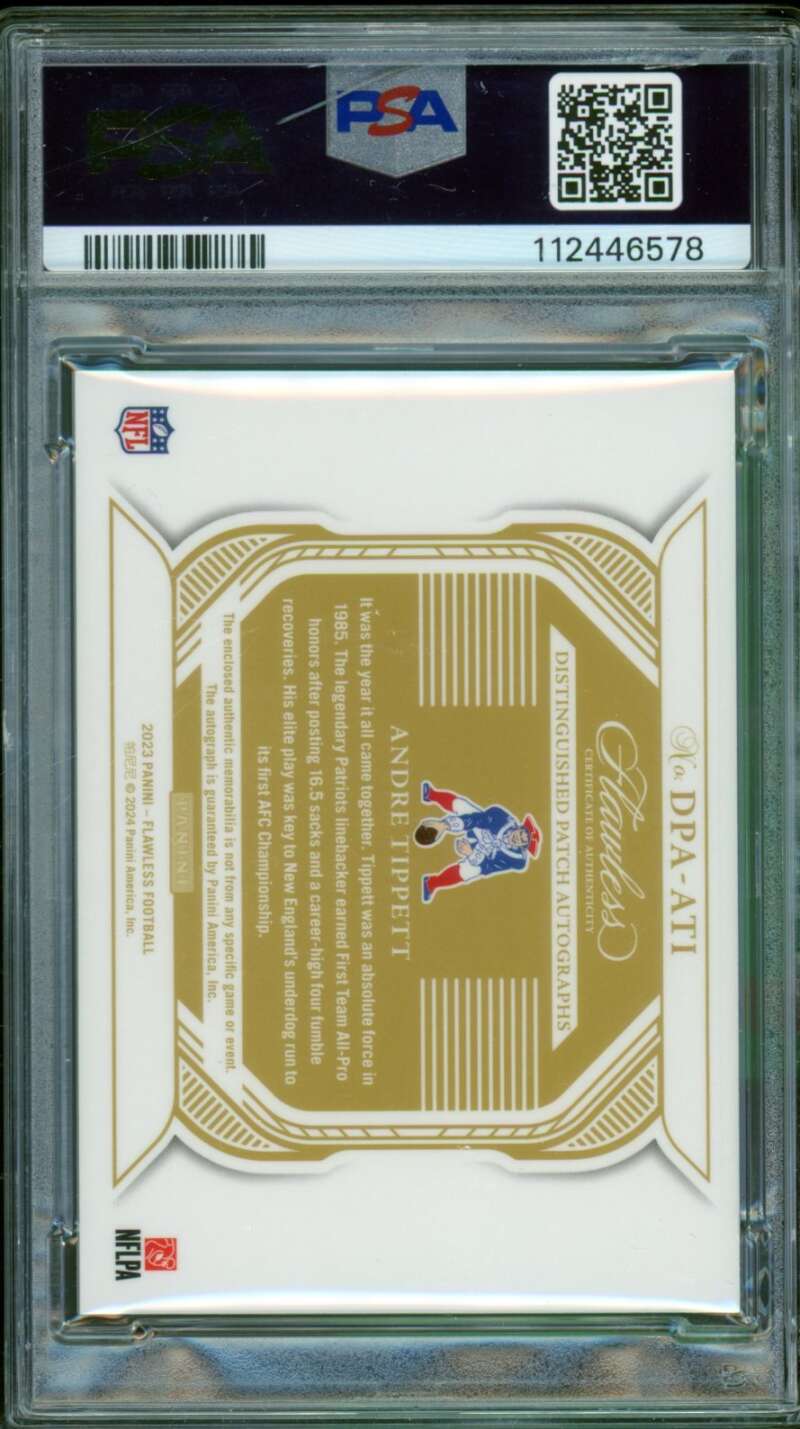 Andre Tippett 2023 Flawless Distinguished Patch Auto SPH (2/10) #dpaati PSA 9 Image 2